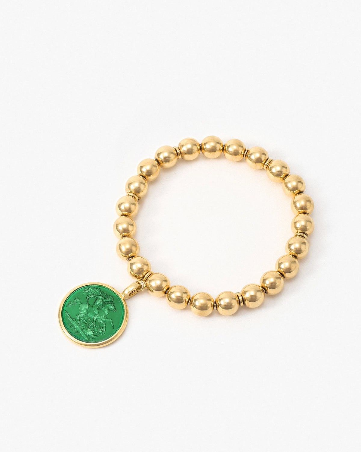 Fresca Queen Elizabeth II Sovereign Bead Bracelet in 18K Yellow Gold