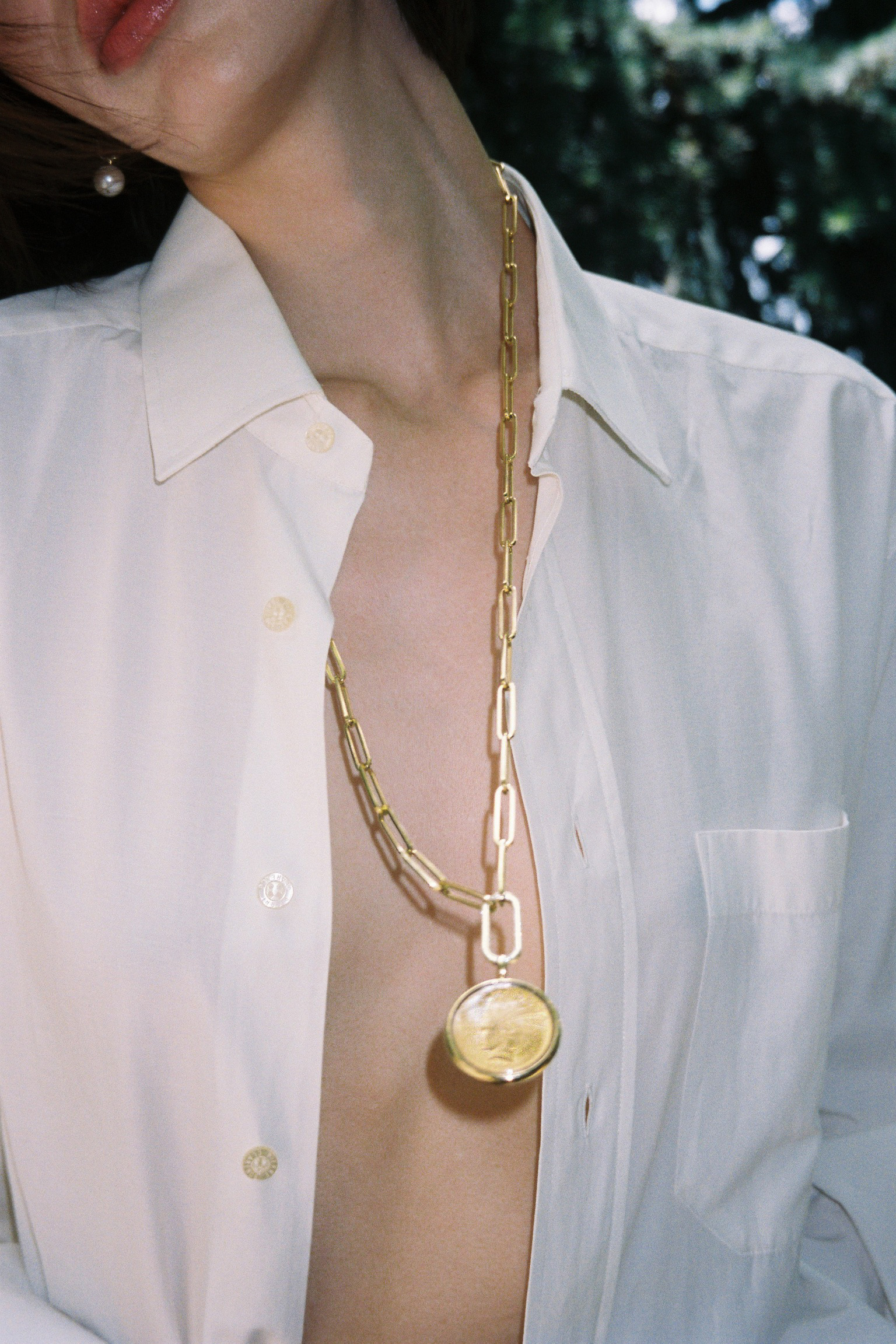 Pilla Chain Necklace with Indian Head Eagle and 18K Yellow Gold Connector