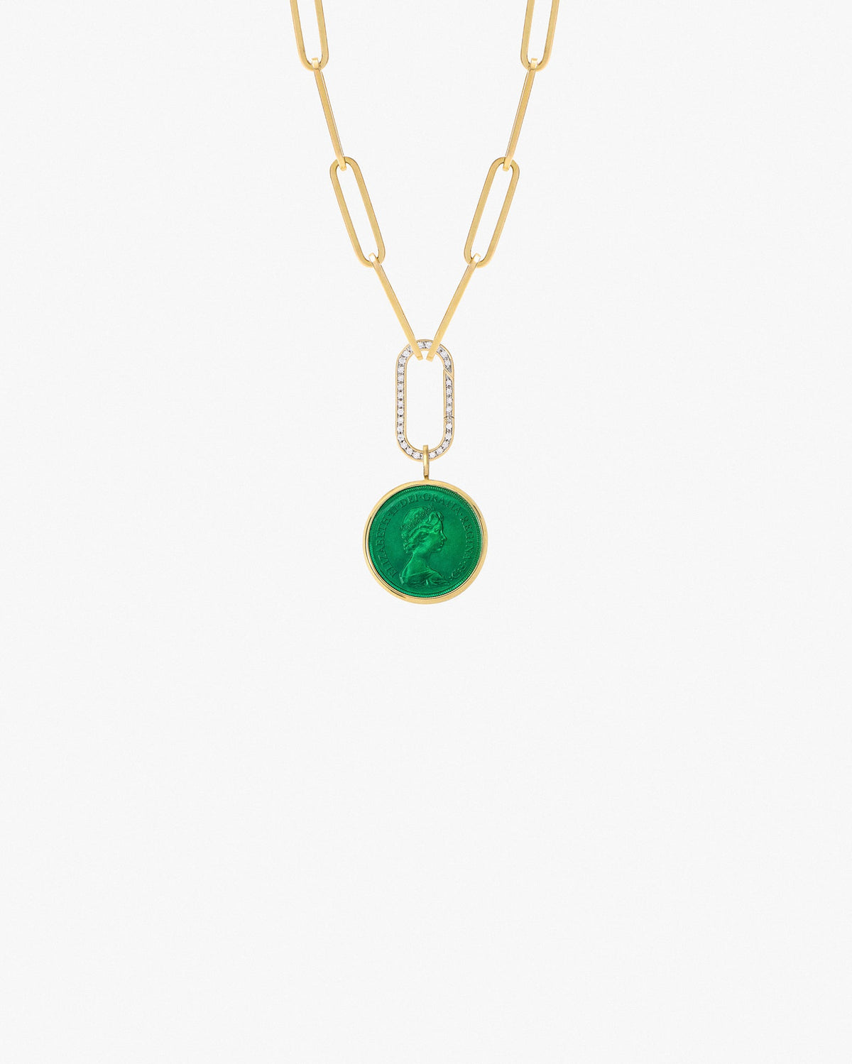 Fresca Queen Elizabeth II Sovereign Chain Necklace, Diamond Connector