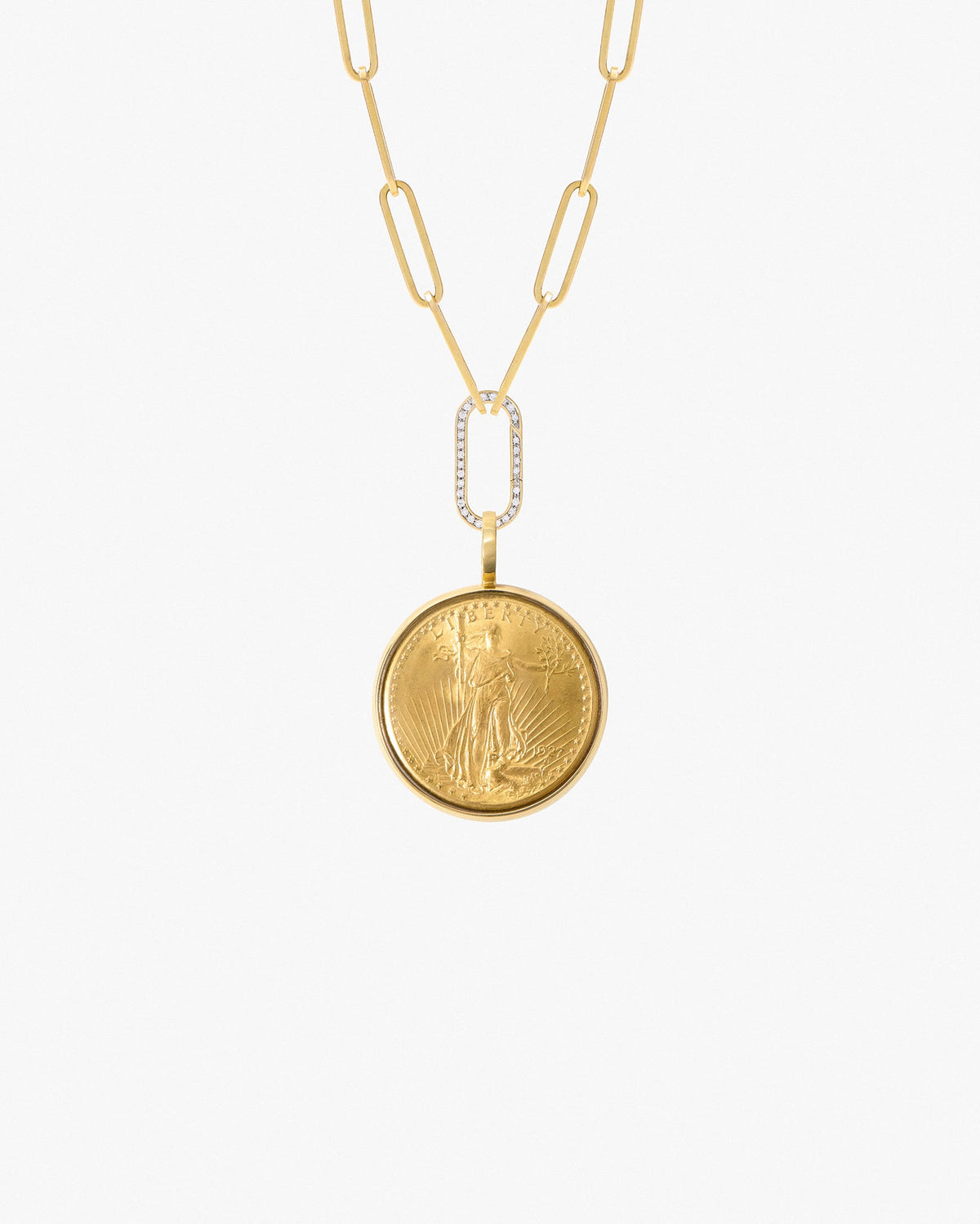 Pilla Saint-Gaudens Double Eagle Chain Necklace, Diamond Connector