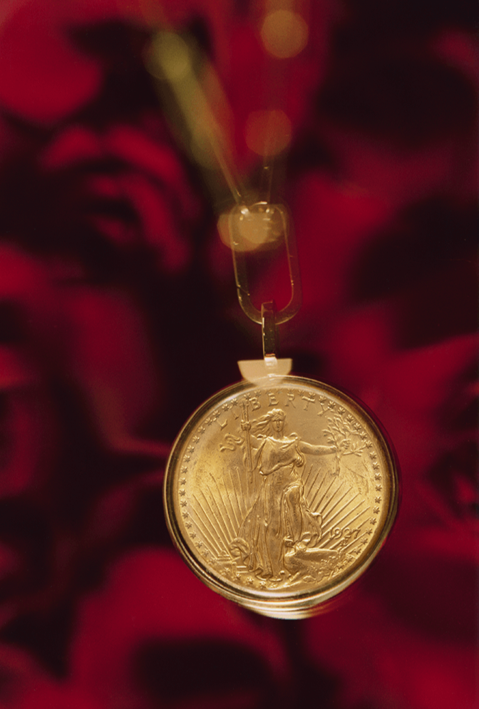 Pilla Chain Necklace with St. Gaudens Double Eagle and 18K Yellow Gold Connector