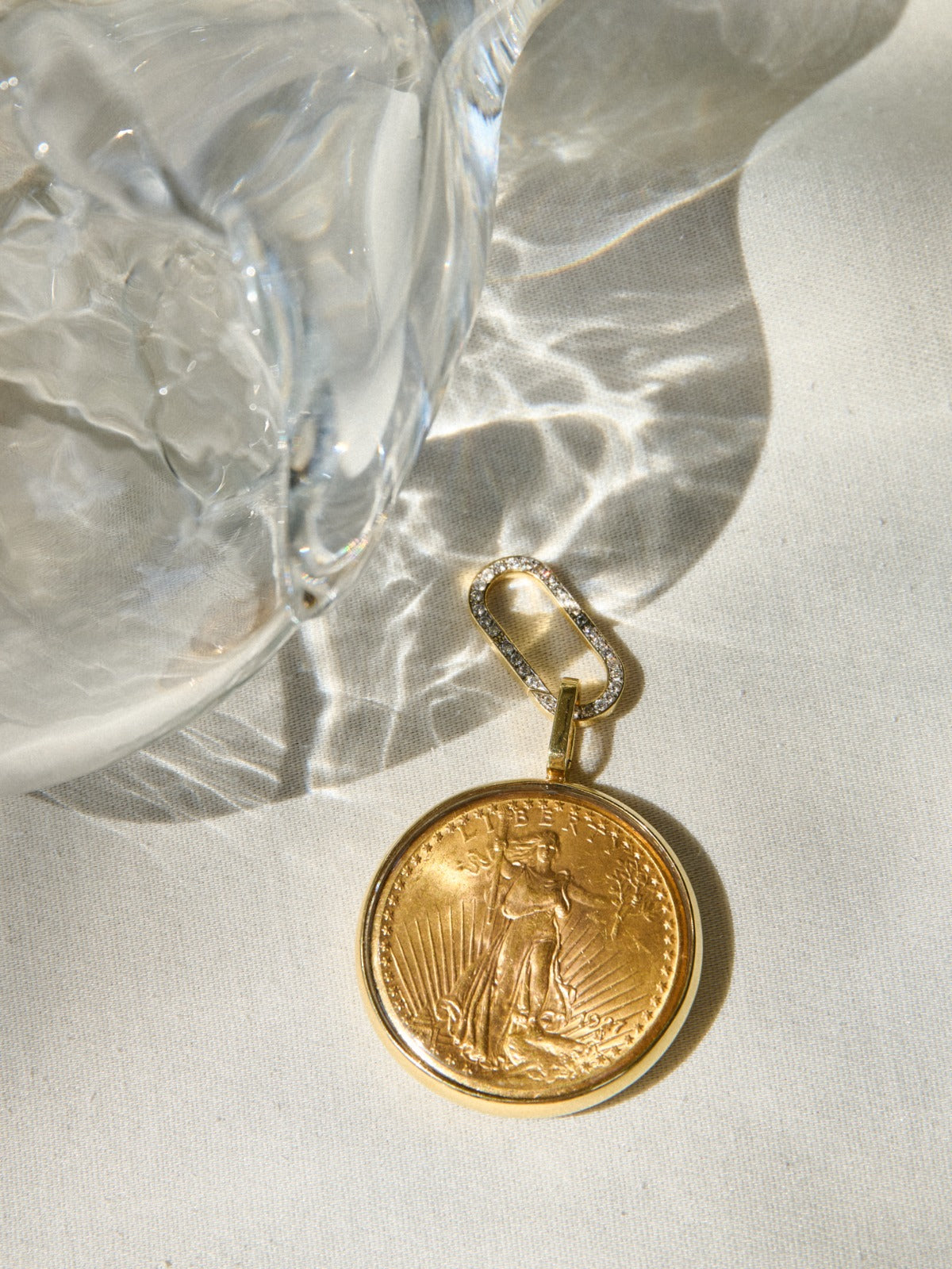 Pilla Pearl Necklace with St. Gaudens Double Eagle and Diamond Connector