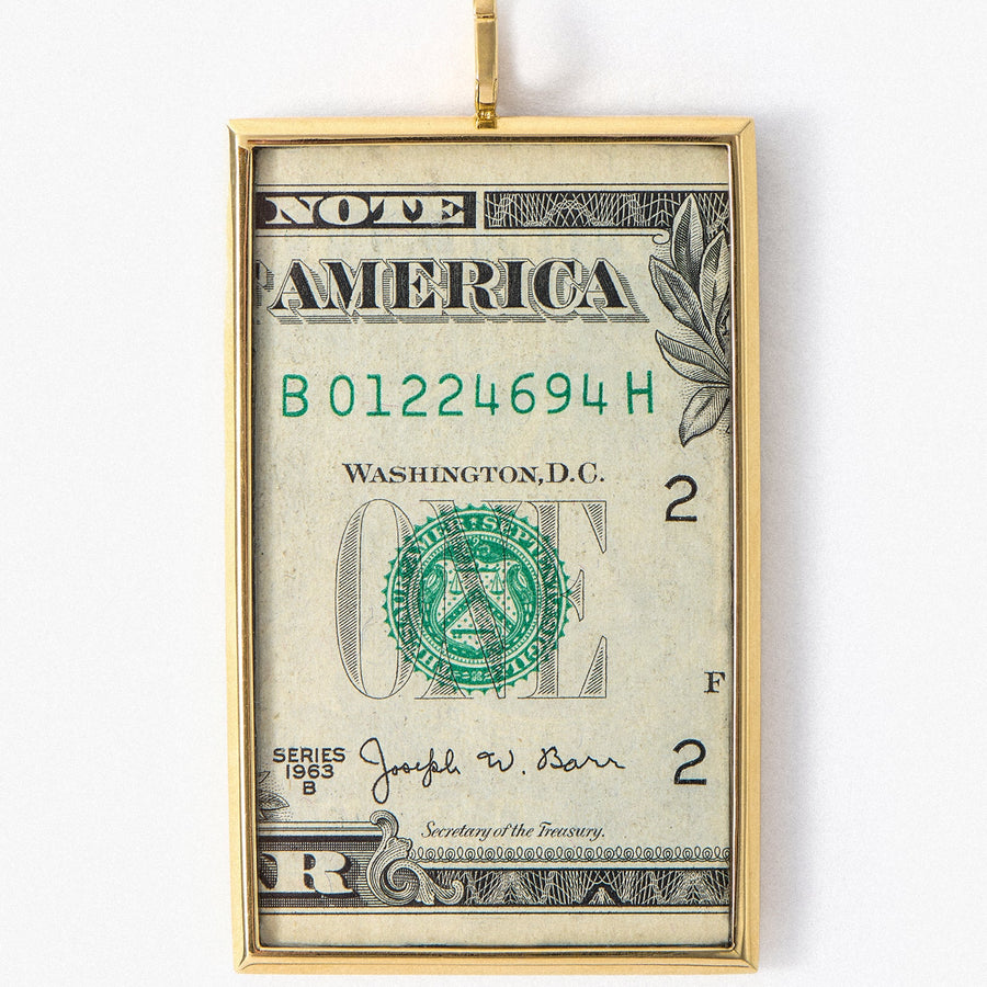 Dinai One-Dollar Banknote Medal, Yellow Gold with Diamonds