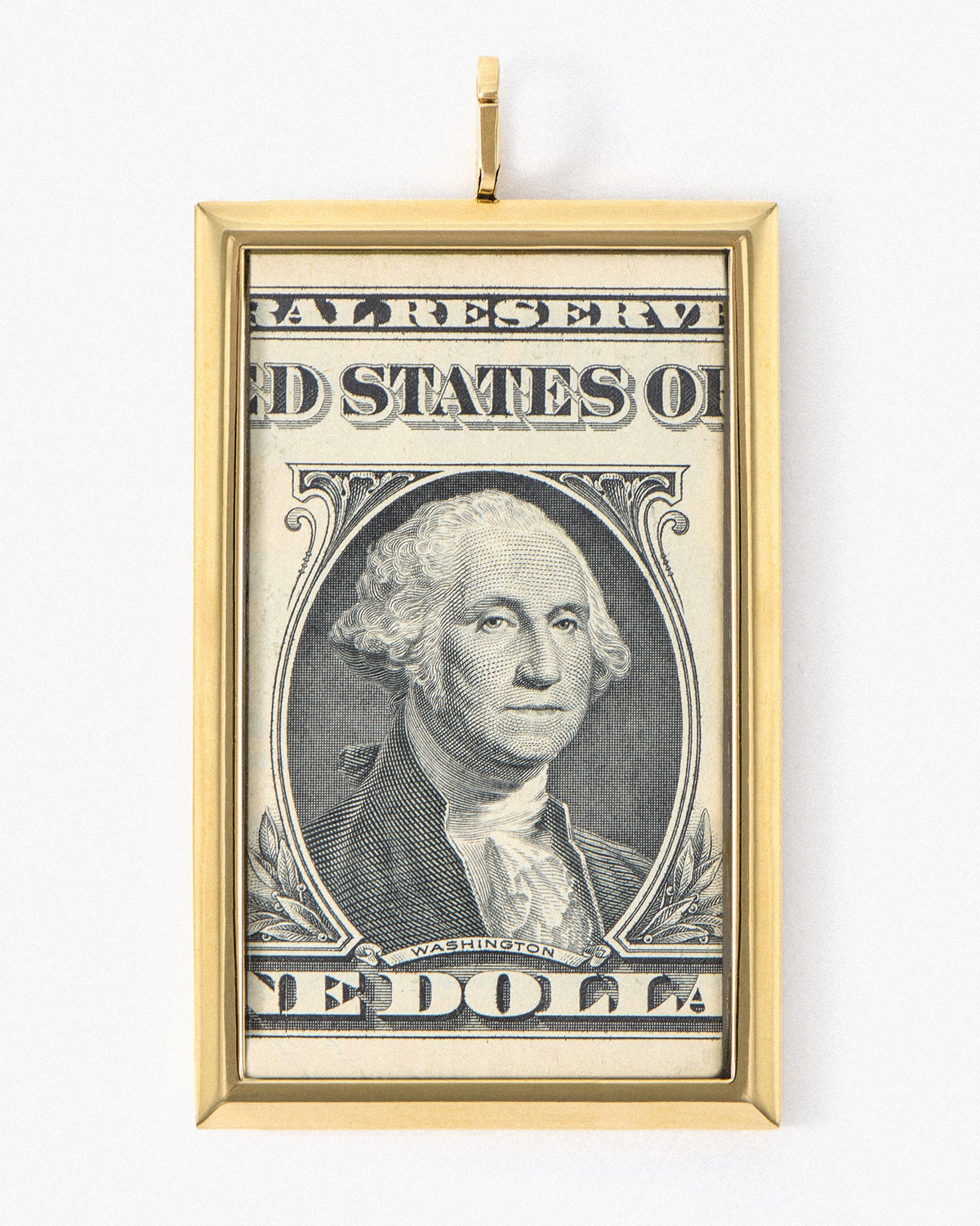 Dinai One-Dollar Banknote Medal, Yellow Gold with Emeralds