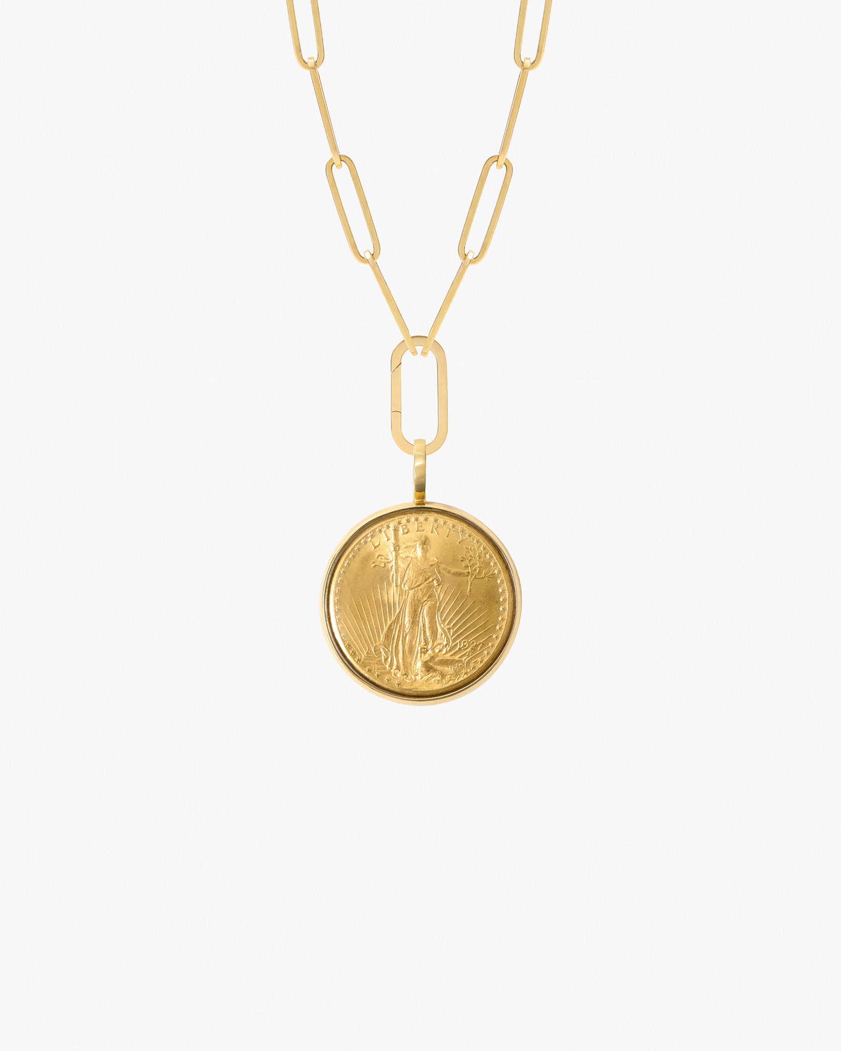 Pilla Pearl Necklace with St. Gaudens Double Eagle and 18K Yellow Gold Connector