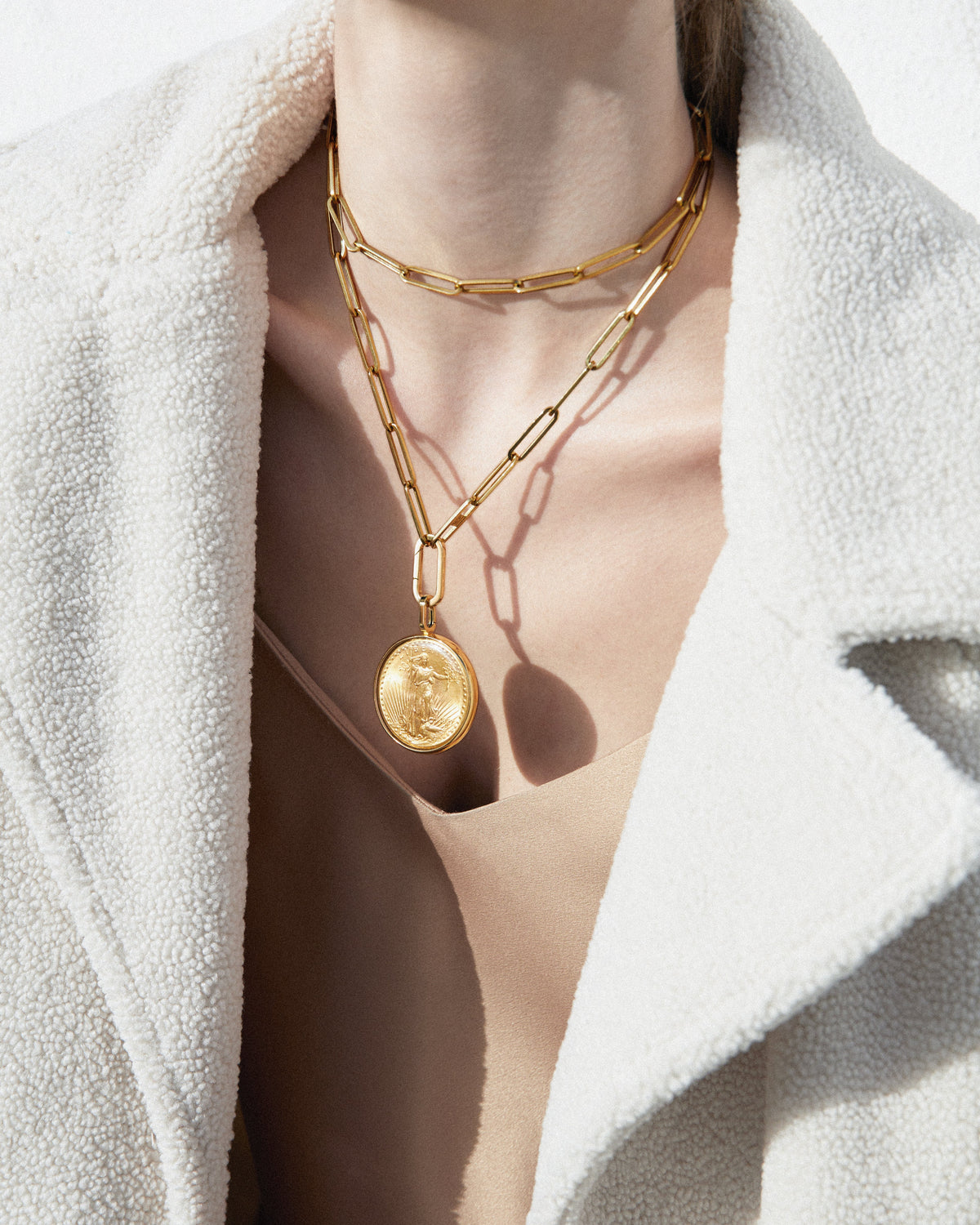 Pilla Saint-Gaudens Double Eagle Chain Necklace, 18K Yellow Gold Connector