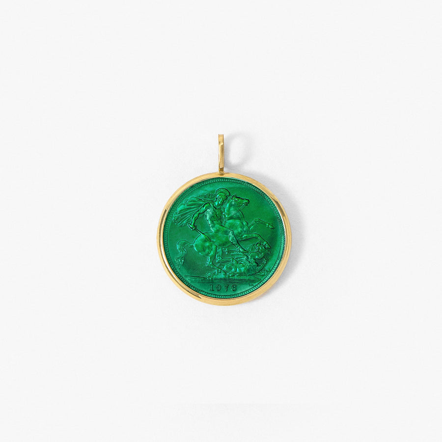 Fresca Queen Elizabeth II Sovereign Medal, Emerald Green Enamel