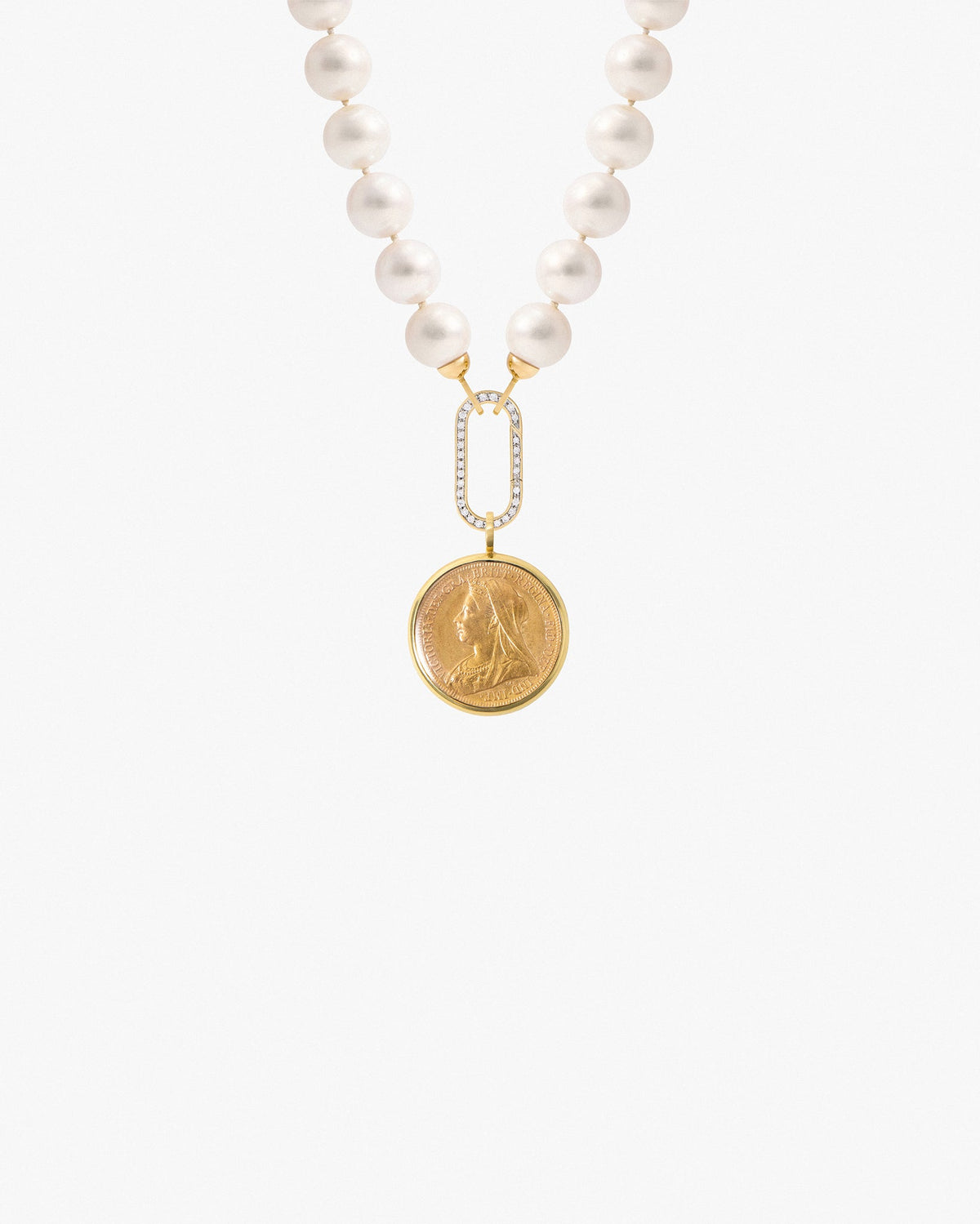 Pilla Queen Victoria Sovereign Pearl Necklace, Diamond Connector